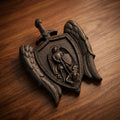 Personalized St Michael Mini Plaque – Ebony Wood Archangel Michael Wings Shield Decor