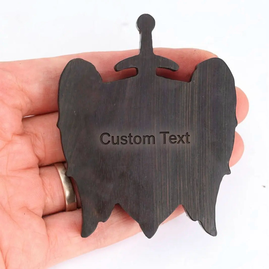 Personalized St Michael Mini Plaque – Ebony Wood Archangel Michael Wings Shield Decor