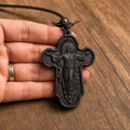 Resurrection of Jesus Cross Necklace – Handmade Reclaimed Ebony Wood Pendant