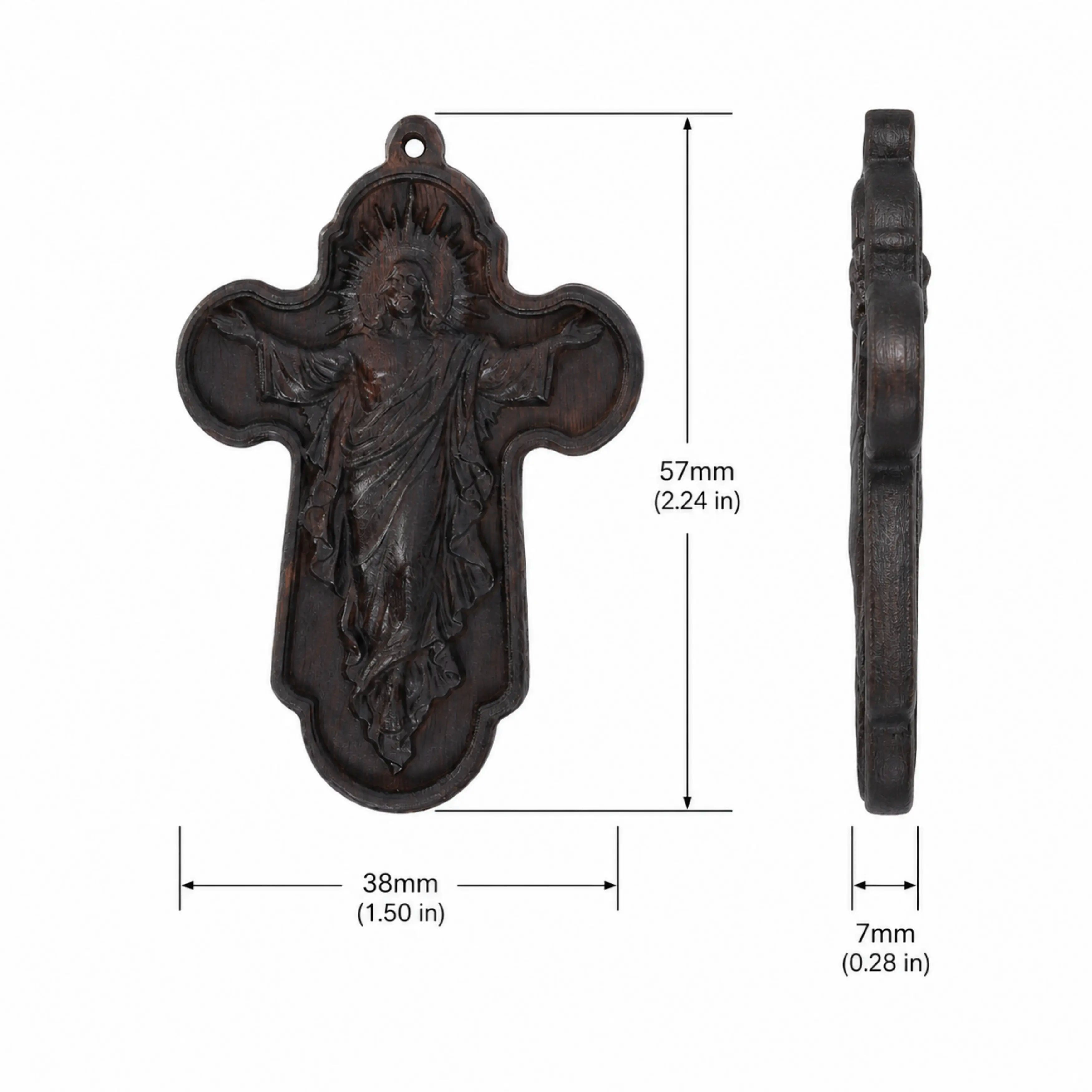 Resurrection of Jesus Cross Necklace – Handmade Reclaimed Ebony Wood Pendant