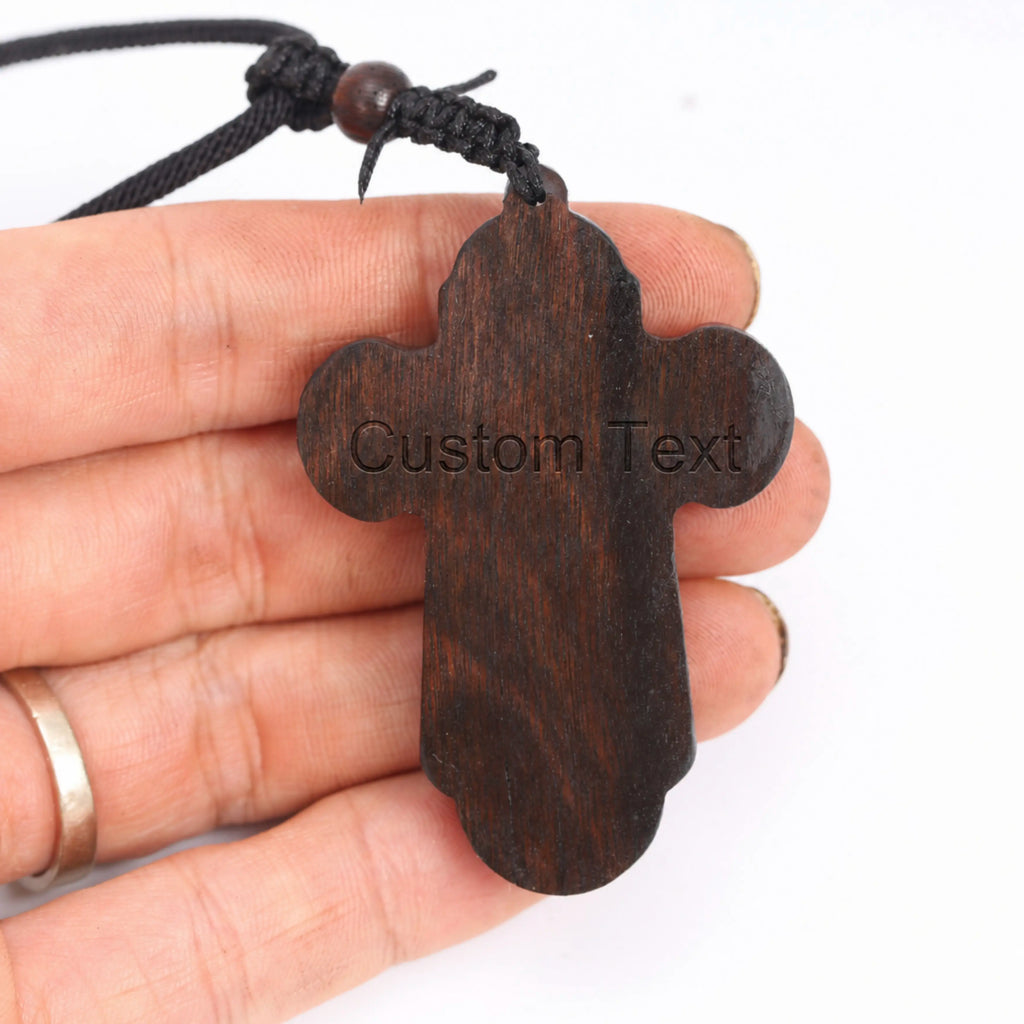 Resurrection of Jesus Cross Necklace – Handmade Reclaimed Ebony Wood Pendant