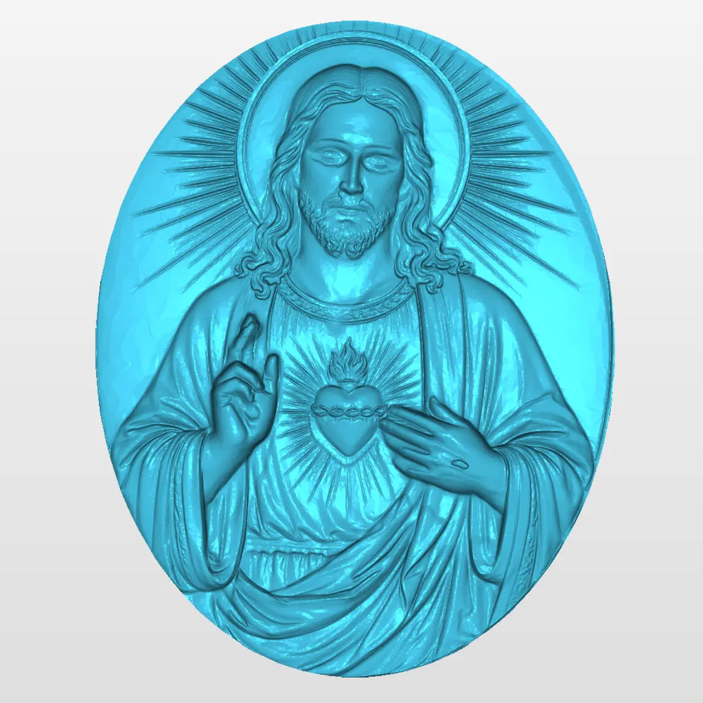 Sacred Heart of Jesus 3D Model STL File for CNC Router and 3D Printing