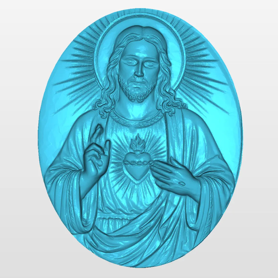 Sacred Heart of Jesus 3D Model STL File for CNC Router and 3D Printing