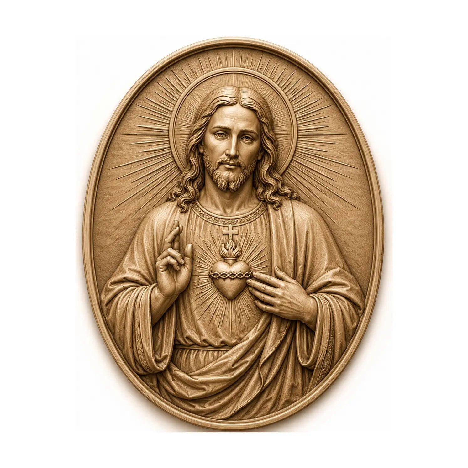 Sacred Heart of Jesus 3D Model STL File for CNC Router and 3D Printing