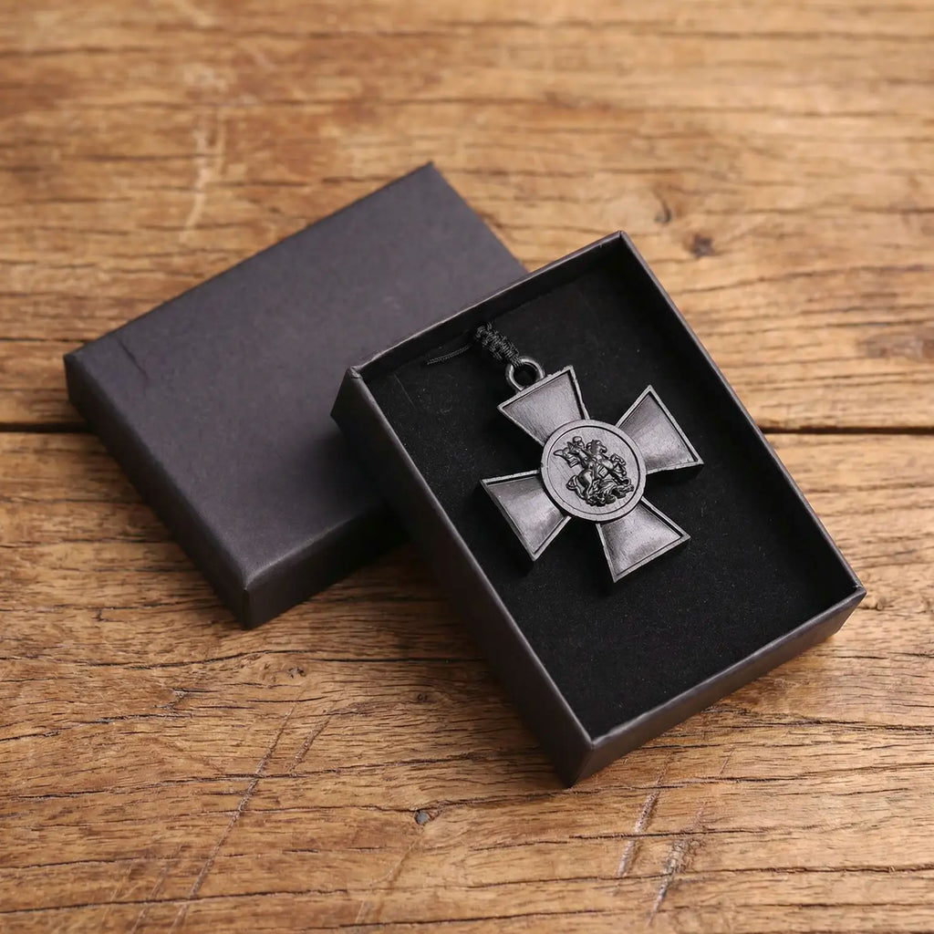 Handcrafted Ebony Wood Saint George Cross Pendant Necklace – Personalized Christian Jewelry
