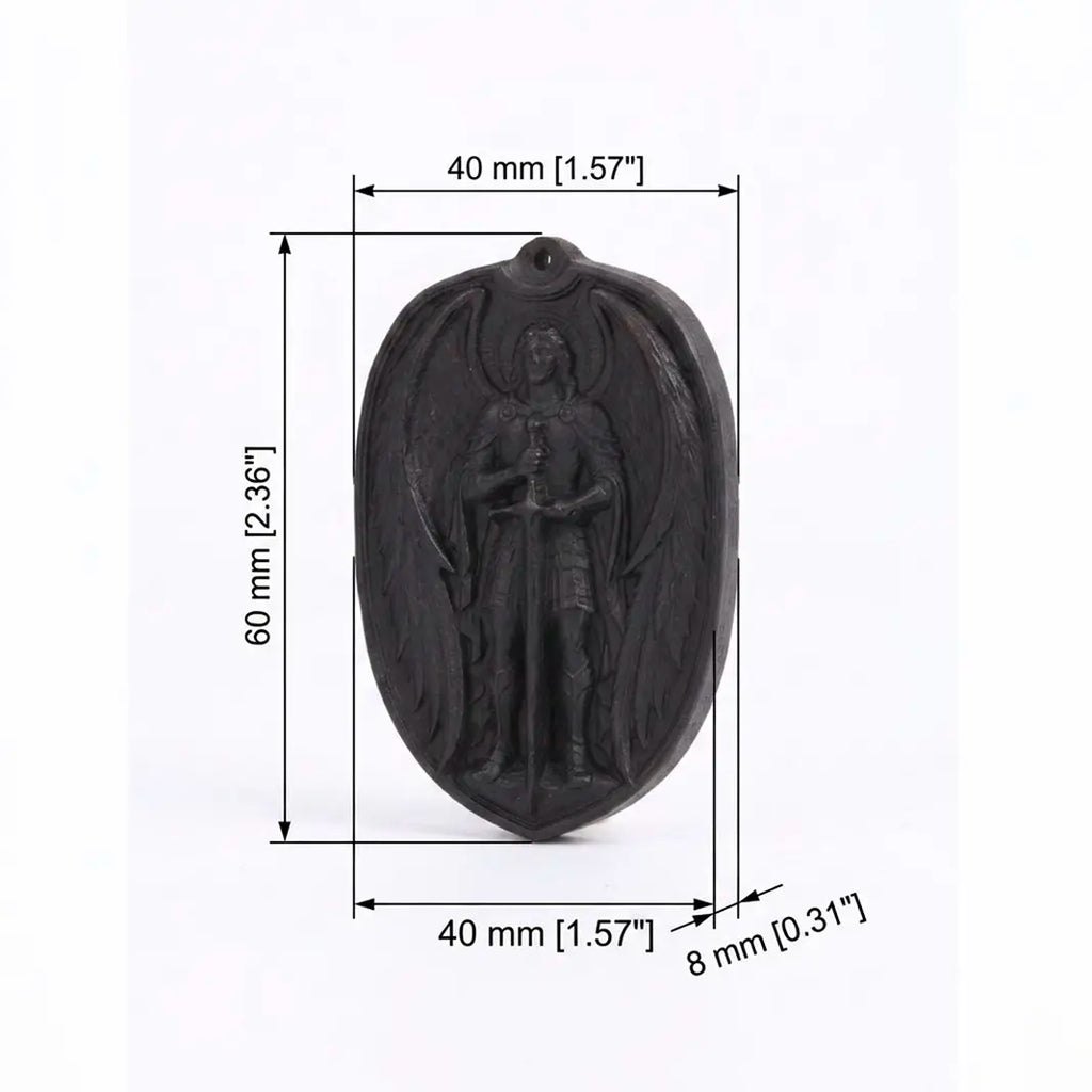 Personalized Saint Michael Oval Medallion Necklace – Handcrafted Ebony Wood Archangel Michael Pendant