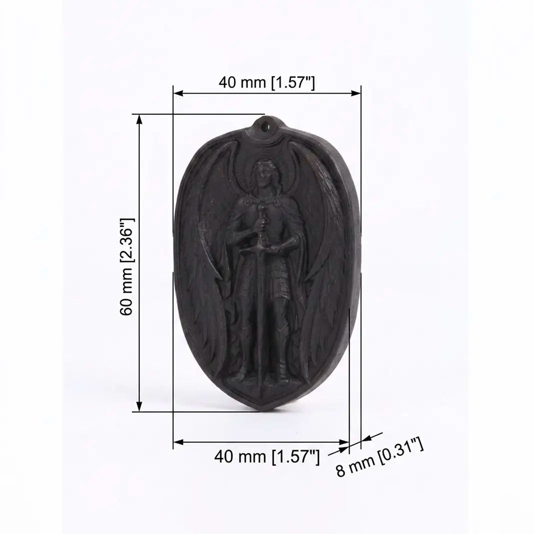 Personalized Saint Michael Oval Medallion Necklace – Handcrafted Ebony Wood Archangel Michael Pendant