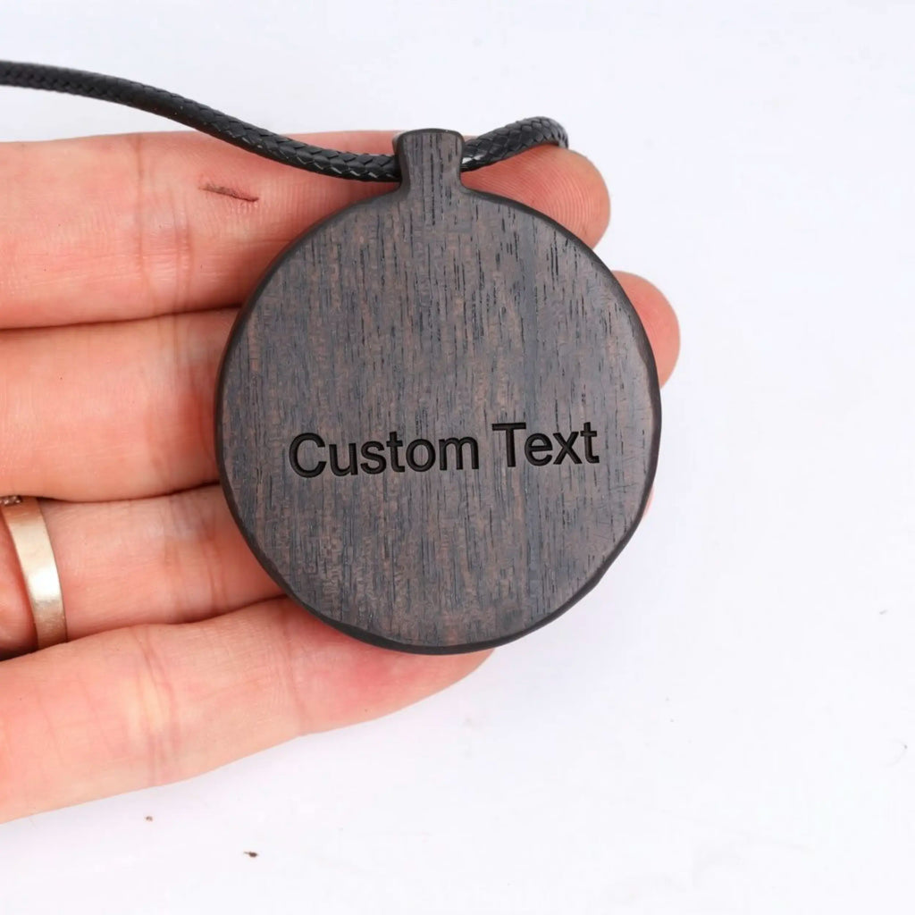 Saint Michael Protect Us Necklace – Handmade Ebony Wood Pendant, Catholic Protection Medal