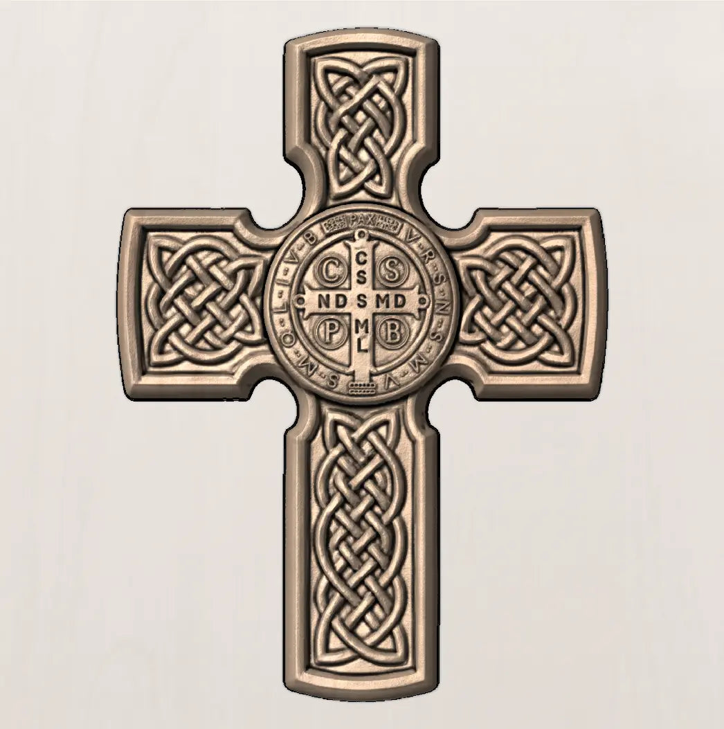 Celtic Saint Benedict Cross 3D STL Model - Protection Medal Relief File for CNC & 3D Printing