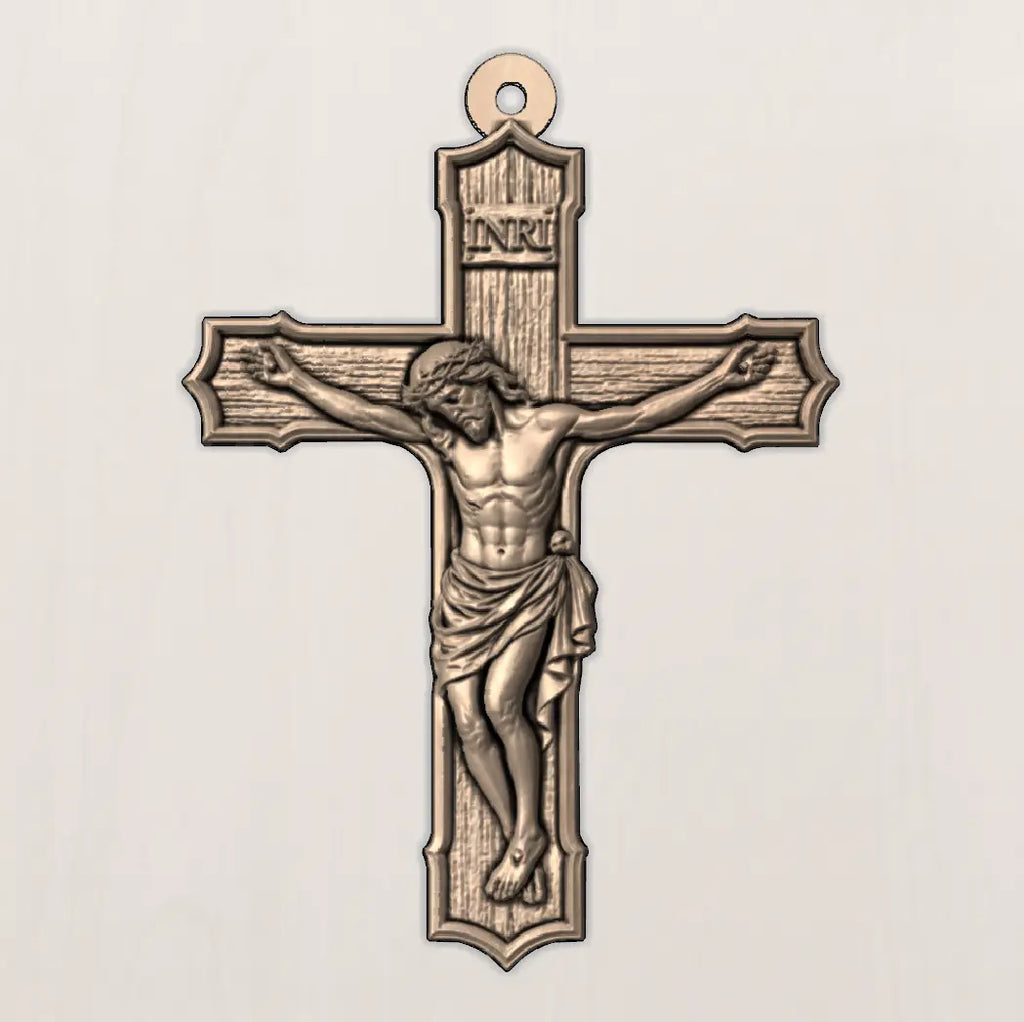 Crucifix Cross 3D STL Model - Classic Relief File for CNC Router & 3D Printing