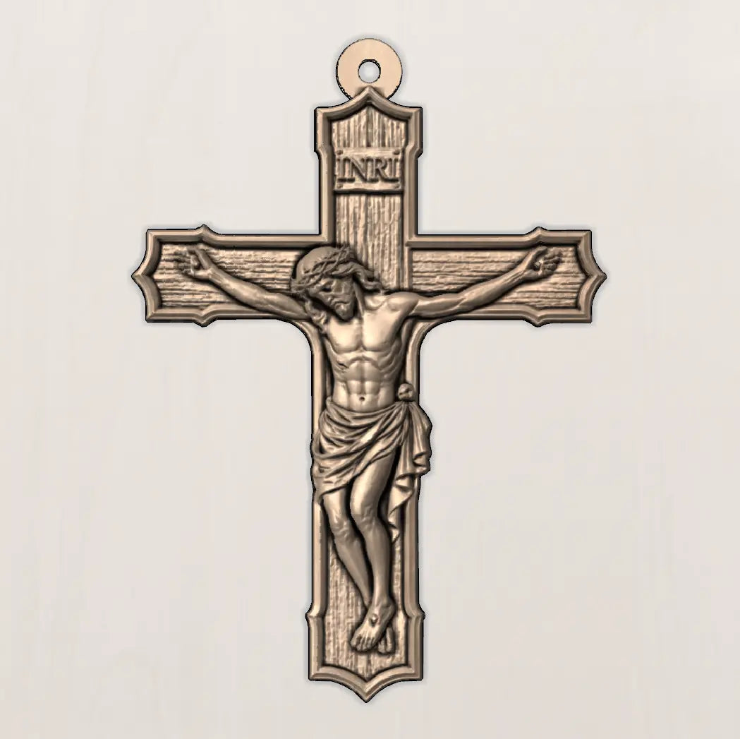 Crucifix Cross 3D STL Model - Classic Relief File for CNC Router & 3D Printing