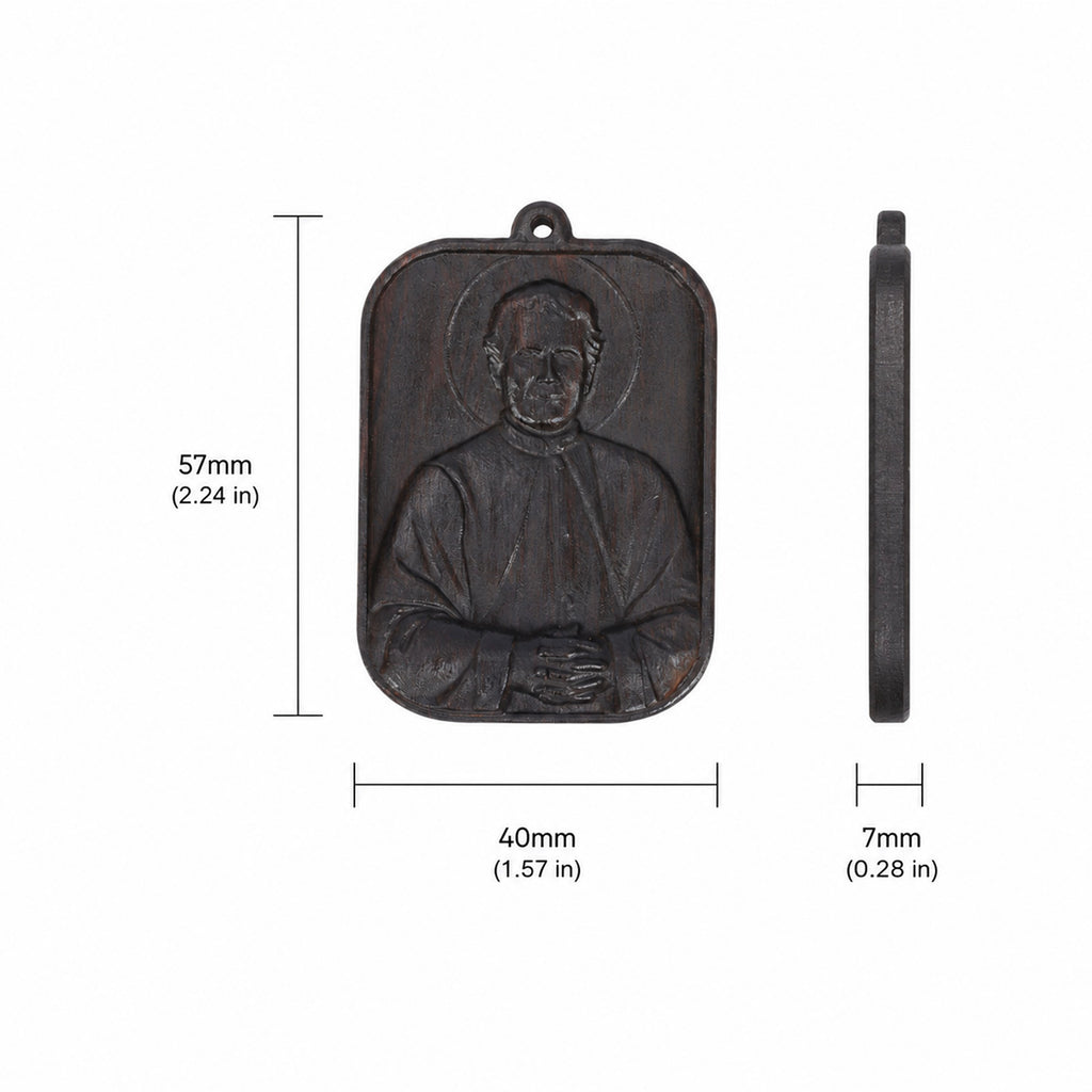 St John Bosco Necklace - Handmade Black Ebony Wood Pendant