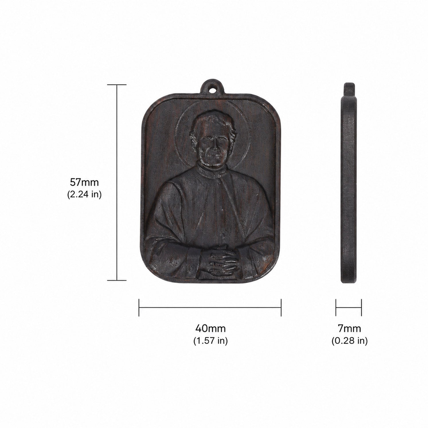 St John Bosco Necklace - Handmade Black Ebony Wood Pendant