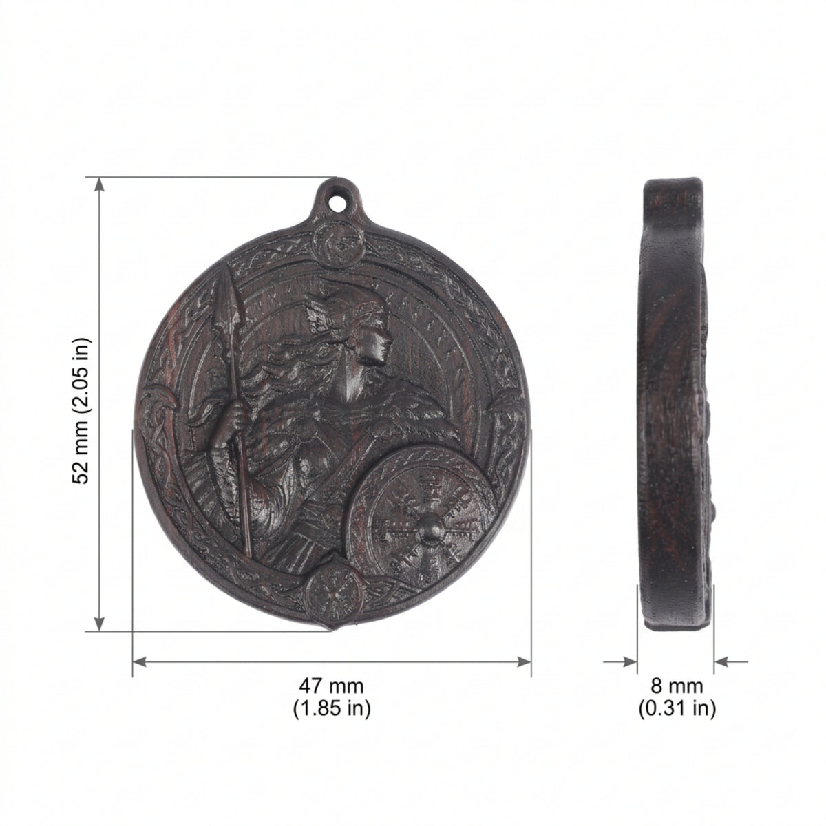 Valkyrie Shieldmaiden Pendant Necklace – Handcrafted Reclaimed Ebony Wood Norse Jewelry