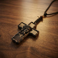 Wooden Crucifix Pendant Necklace – Handmade Reclaimed Ebony Wood Cross