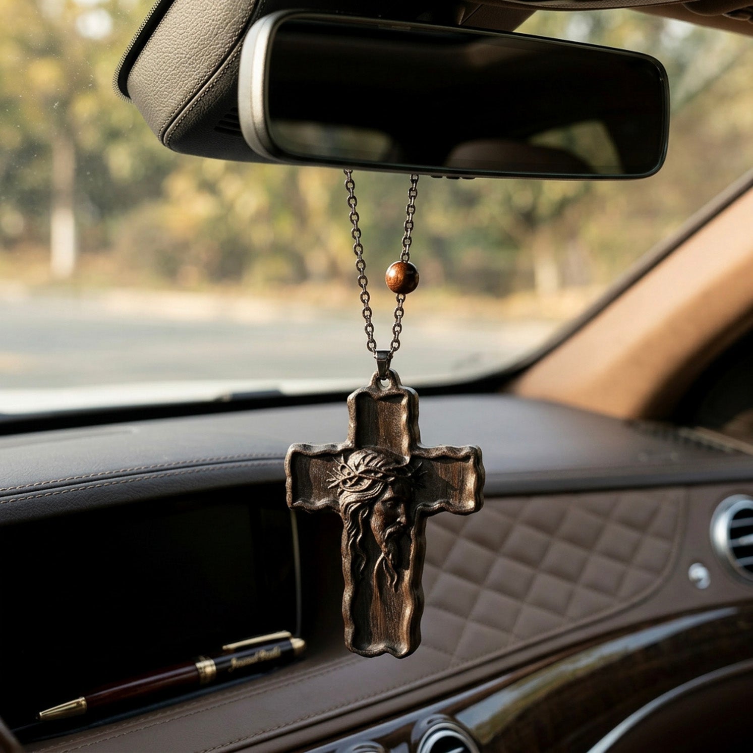 Wooden Crucifix Pendant Necklace – Handmade Reclaimed Ebony Wood Cross