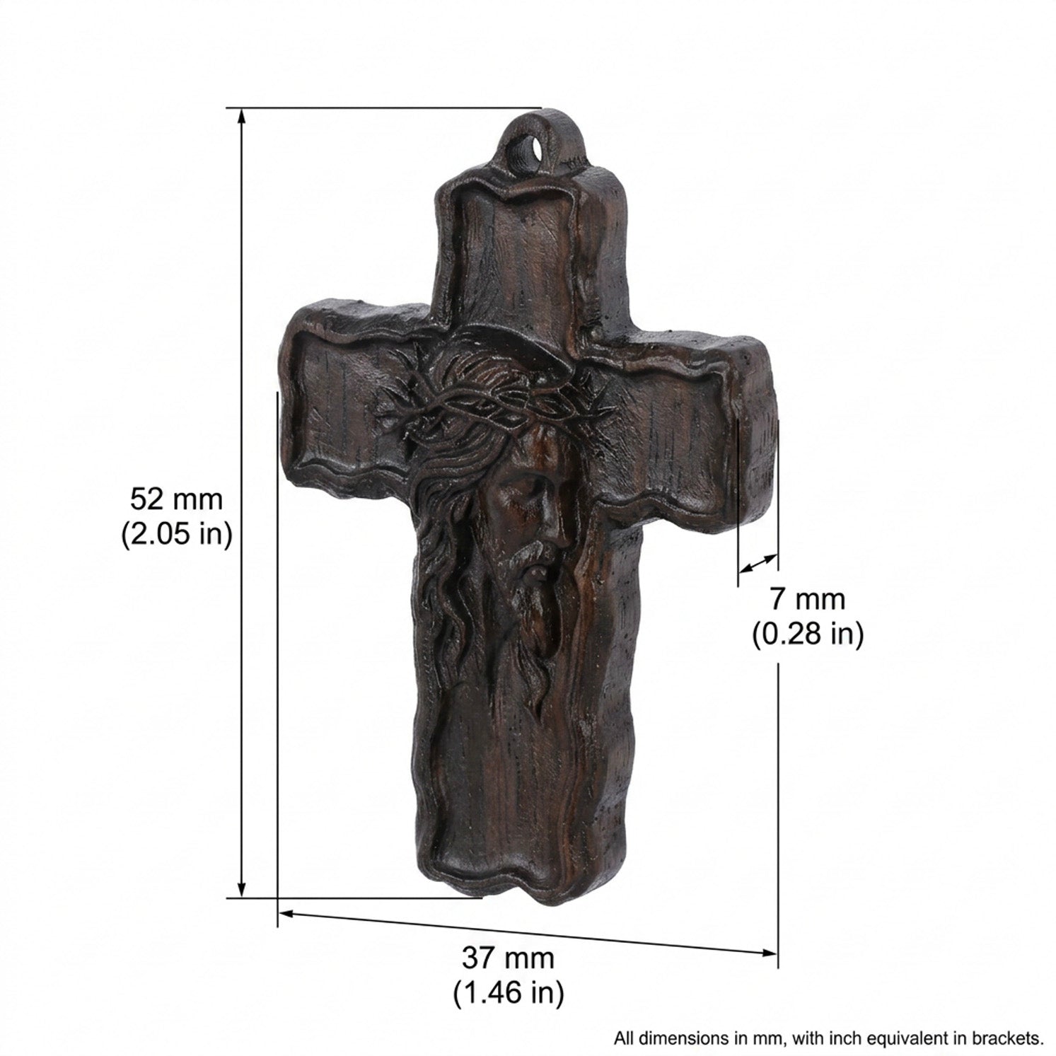 Wooden Crucifix Pendant Necklace – Handmade Reclaimed Ebony Wood Cross
