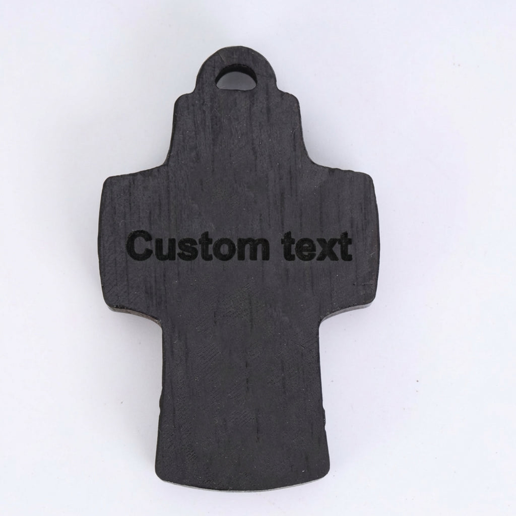 Handcrafted Ebony Wood The Good Shepherd Cross Pendant Necklace