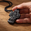 Handcrafted Ebony Wood The Good Shepherd Cross Pendant Necklace