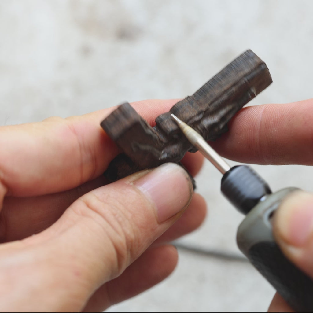 Rustic Gothic Cross Necklace – Handmade Reclaimed Ebony Wood Pendant