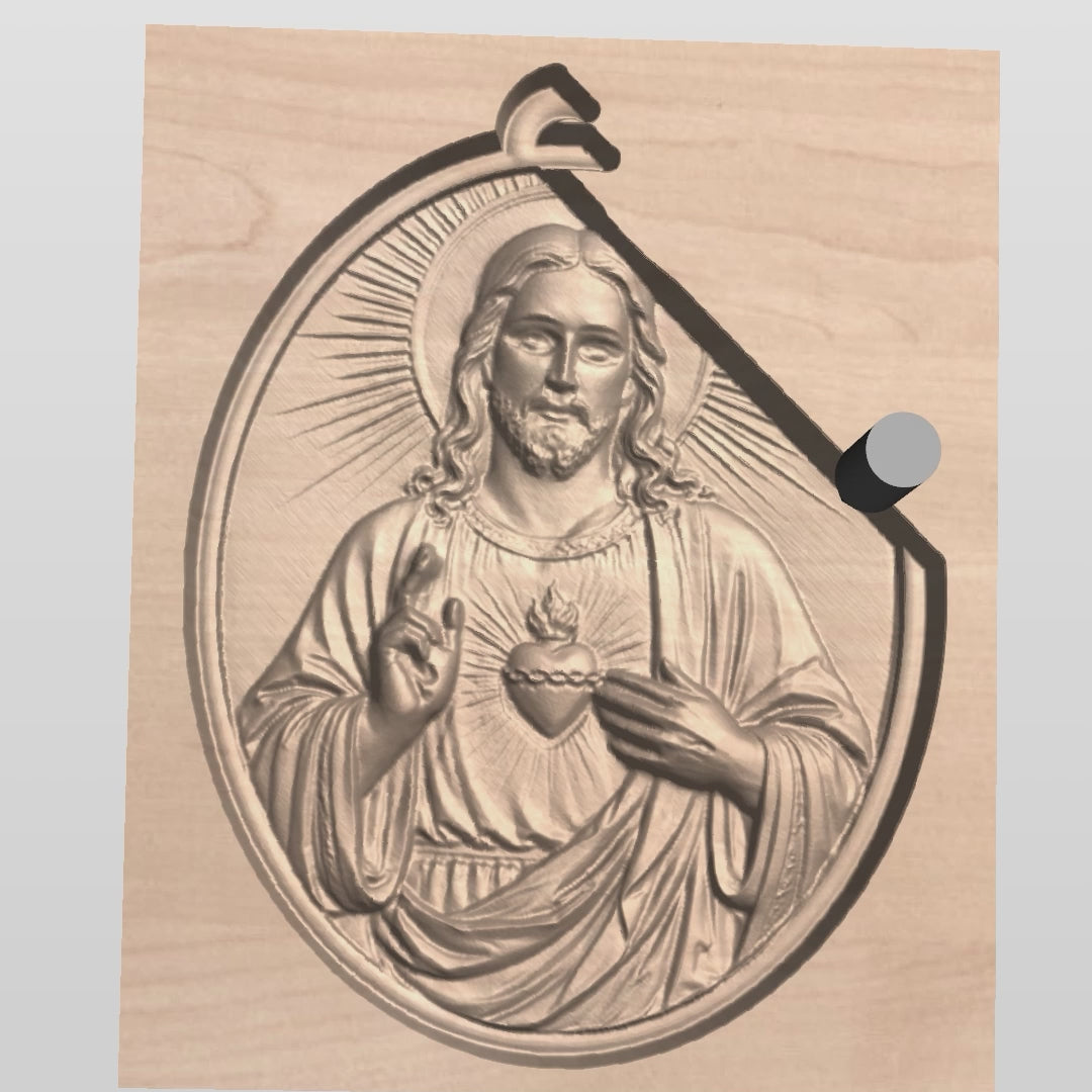 Sacred Heart of Jesus 3D Model STL File for CNC Router and 3D Printing