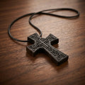 Celtic Knot Crucifix Necklace Pendant – Handmade Ebony Wood Cross, Personalized Christian Gift
